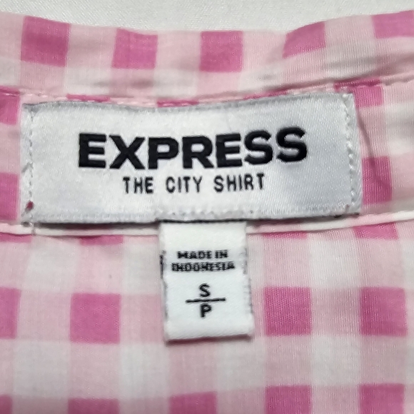 EXPRESS The City Shirt Gingham Pink/White. SIZE S/P - Picture 6 of 7